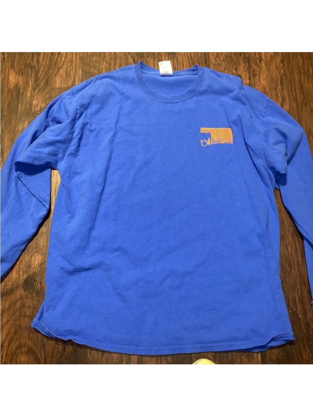Gildan Royal Blue Long Sleeve Tee with Orange Script Logo